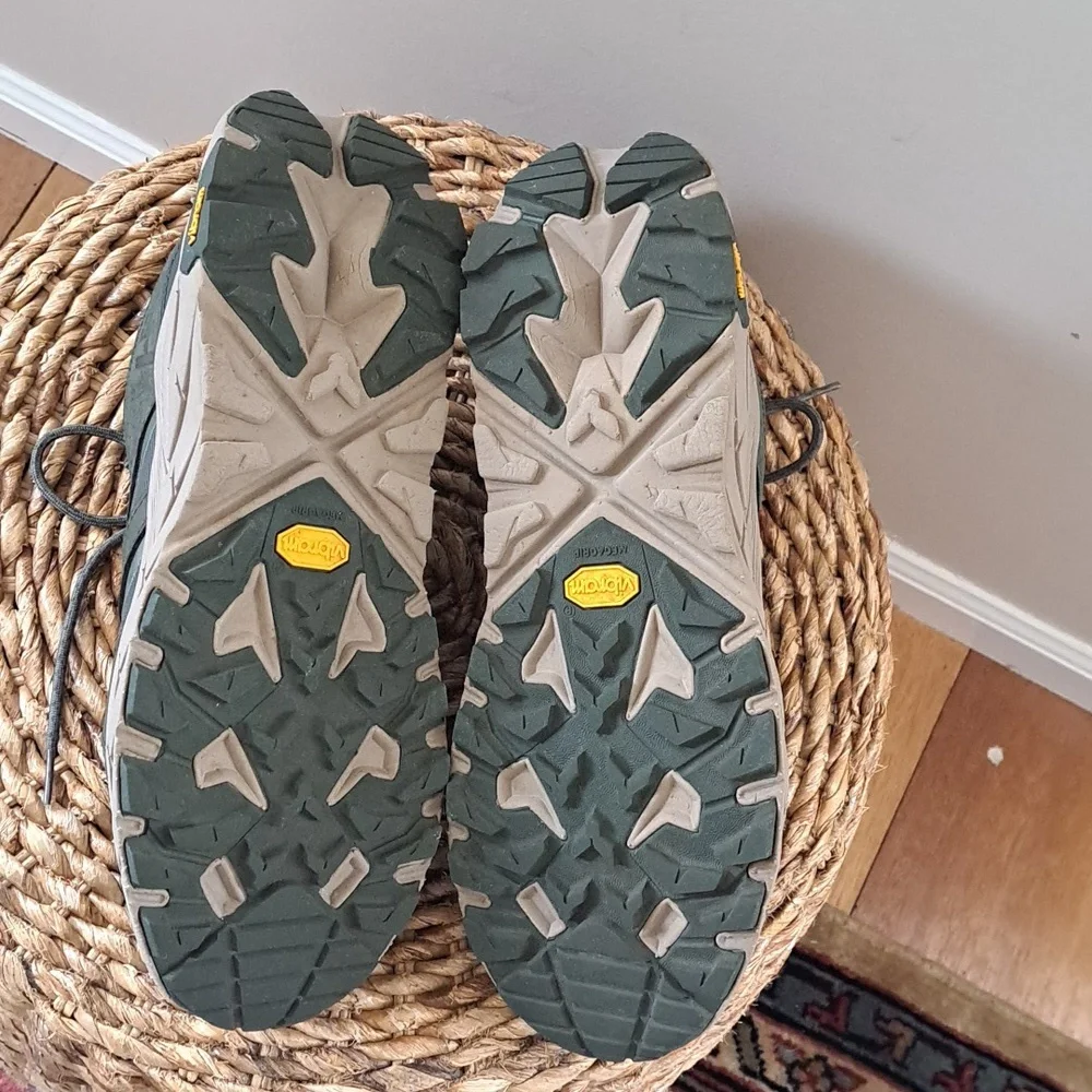 Hoka One One Men's Olive Green and Yellow Trail Sneakers